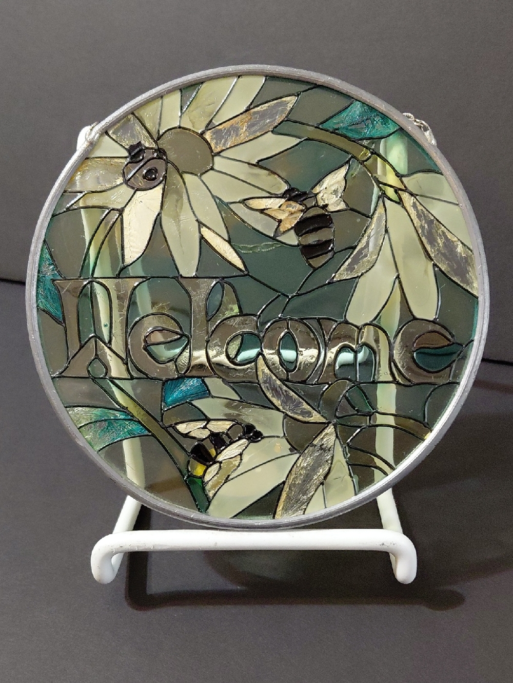 Joan Baker Designs Handpainted Welcome Sunflower & Bees Suncatcher